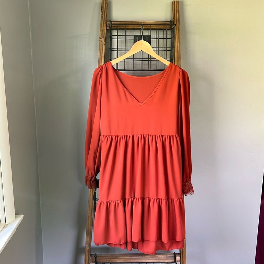 Small SHEIN Baby Doll Dress burnt orange.
